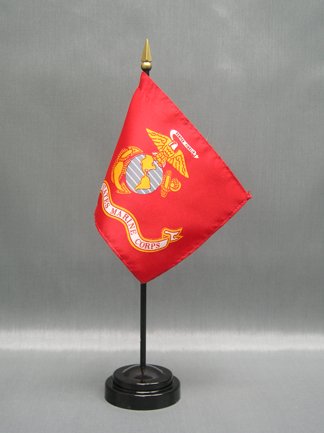 USMC 4"X6" Rayon Stick Flag