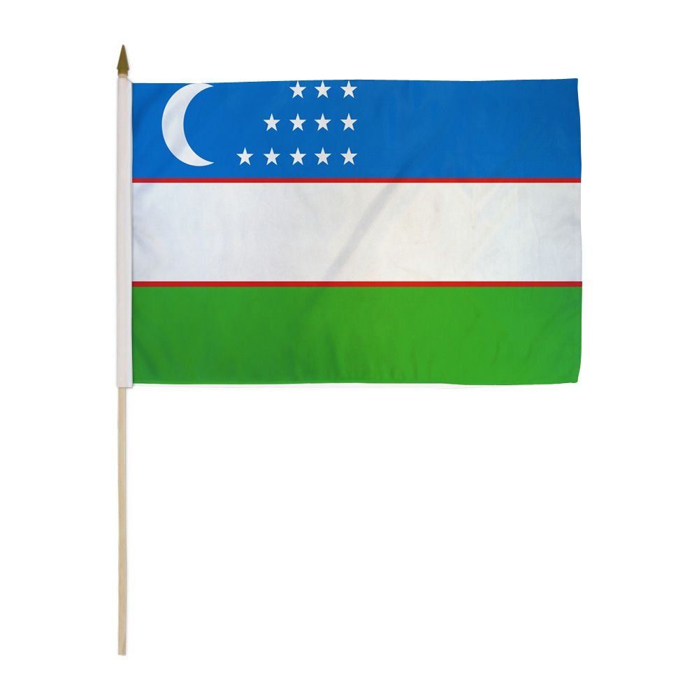 Uzbekistan 12x18in Stick Flag