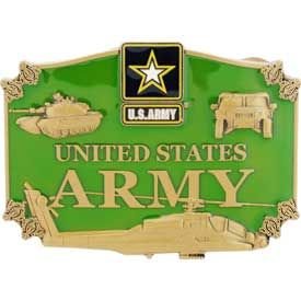 United States Army Action enhanced with green enamel Belt Buckle