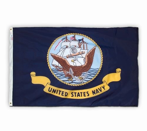 Navy Double Sided Flag 3x5 Sewn Nylon