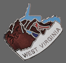 West Virginia State Map Hat Lapel Pin, West Virginia Shaped State Lapel Pin