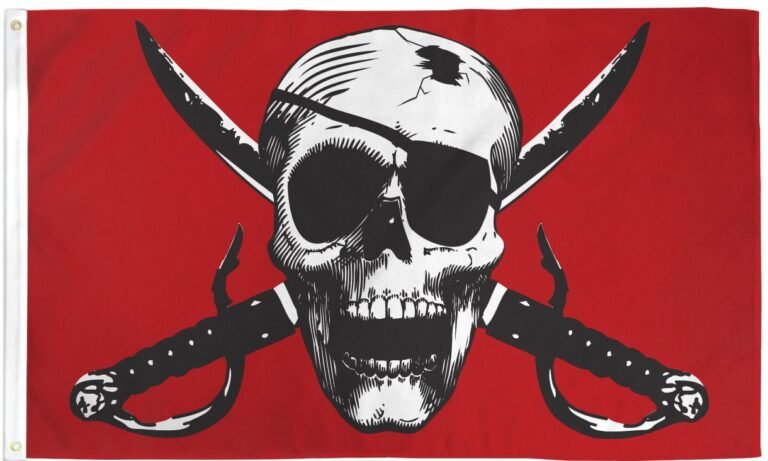 Crimson Pirate Flag 3x5ft Poly