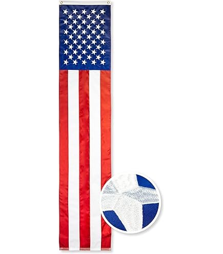 USA Flag Patriotic Bunting Pulldown 50 Embroidered Stars 20" x8', American 50 Star Pulldown 20 in x 8 ft