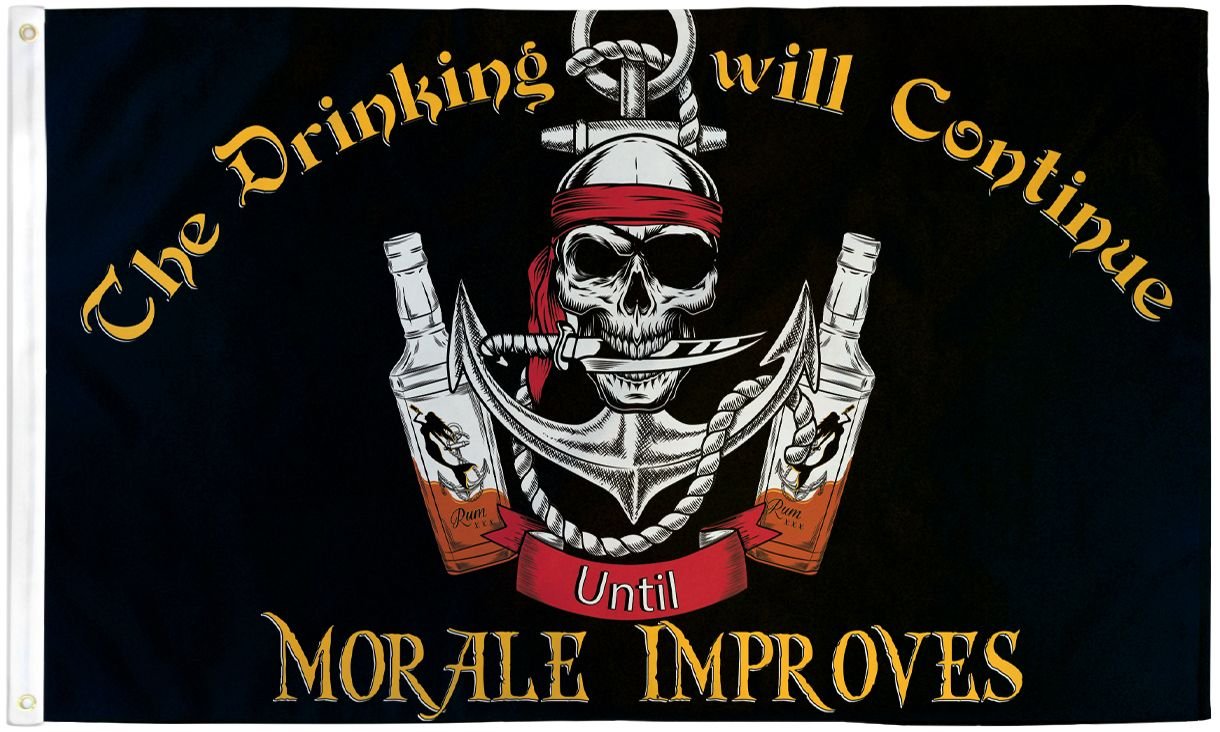 Drinking Will Continue Pirate Flag 3x5ft Poly